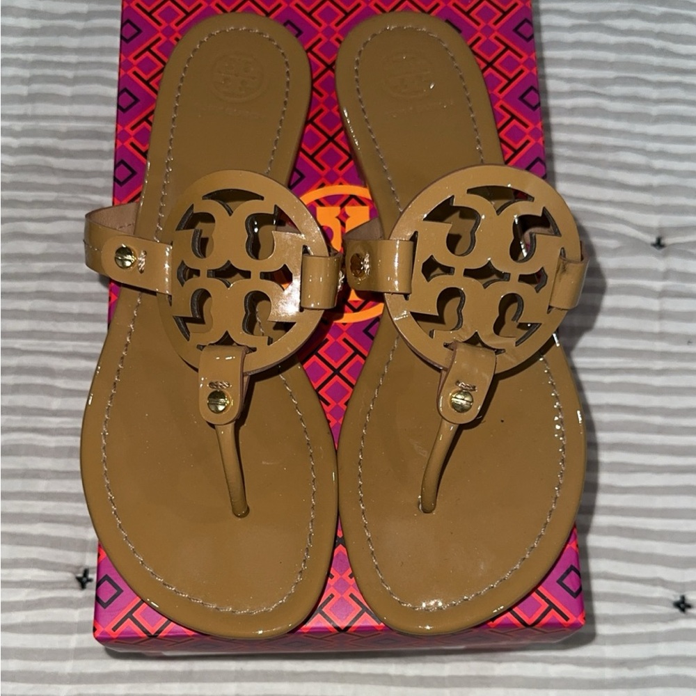 Tory Burch Miller Sandals in Patent Tan